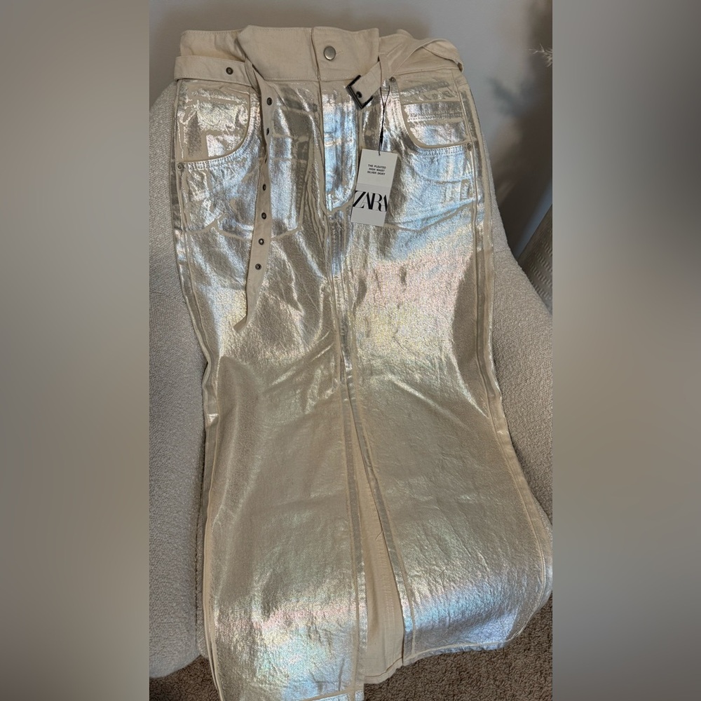 Zara High Waist Silver Skirt